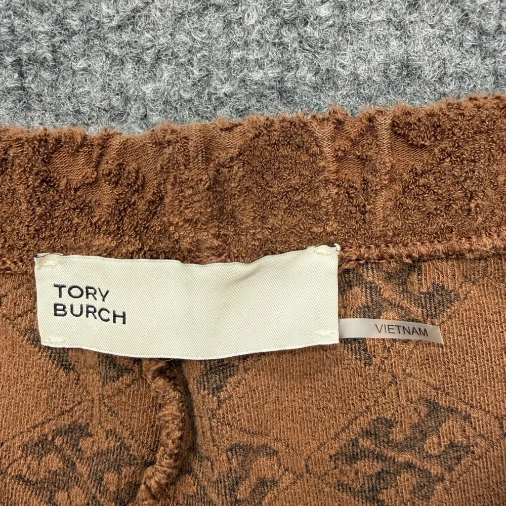 Tory Burch Brown Terry Cloth Monogram Logo Shorts 148134 Small Womens